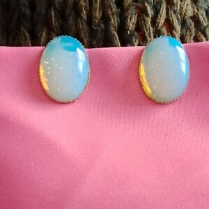 Vintage Foil Back Clips Faux Opal